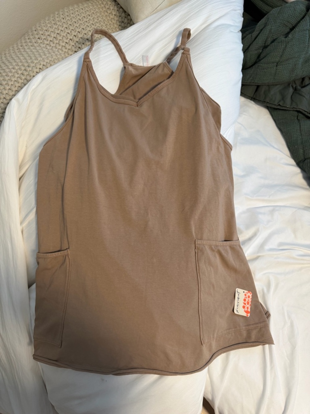 FP Movement by Free People Taupe Sleeveless Pocket Tank Dress